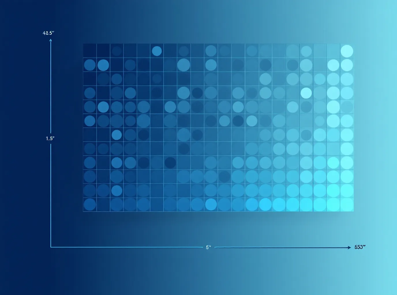 Abstract three-by-five affinity heatmap grid in cobalt and cyan cells representing melanocortin receptor selectivity on dark slate-indigo